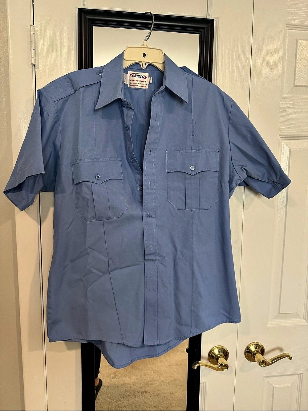 Elbeco Checkpoint Men's Blue Uniform Short Sleeve Shirt Size Large New